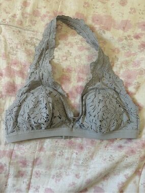 NWT Aerie Halter Neck Bralette in Grey Lace